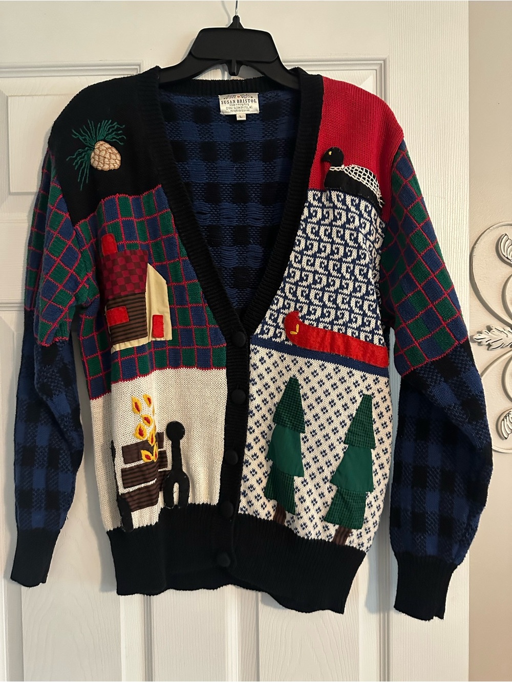 Vintage Urban Outfitters Patchwork Holiday Cardigan Sweater - Multicolor